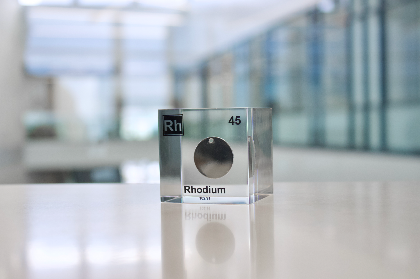 Rhodium Element Cube - 2" Acrylic Display - Atomic Number 45
