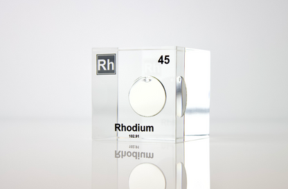 Rhodium Element Cube - 2" Acrylic Display - Atomic Number 45