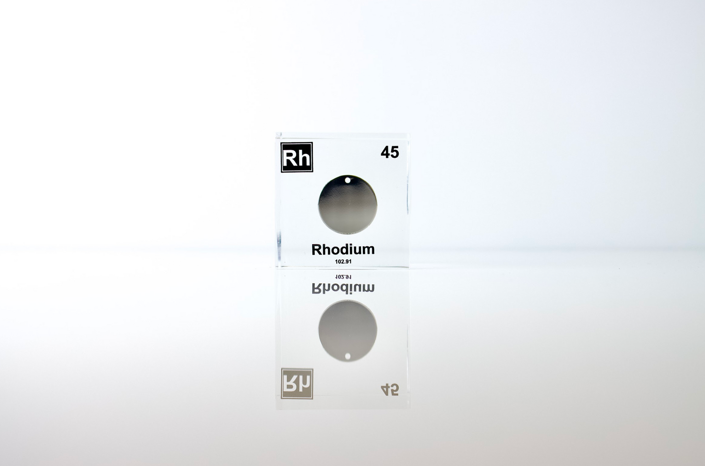 Rhodium Element Cube - 2" Acrylic Display - Atomic Number 45