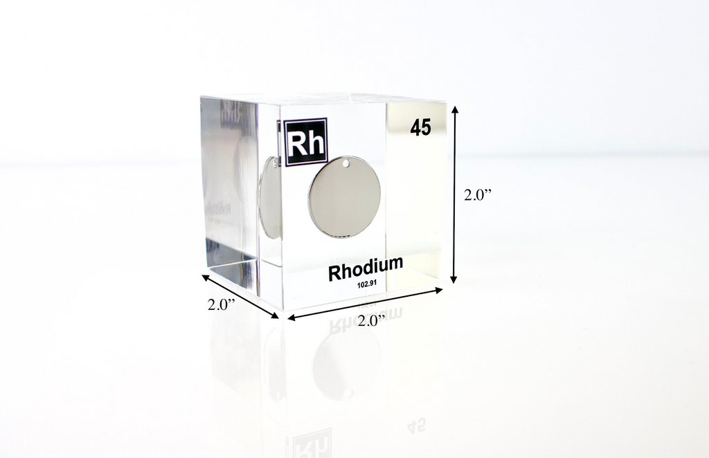 Rhodium Element Cube - 2" Acrylic Display - Atomic Number 45