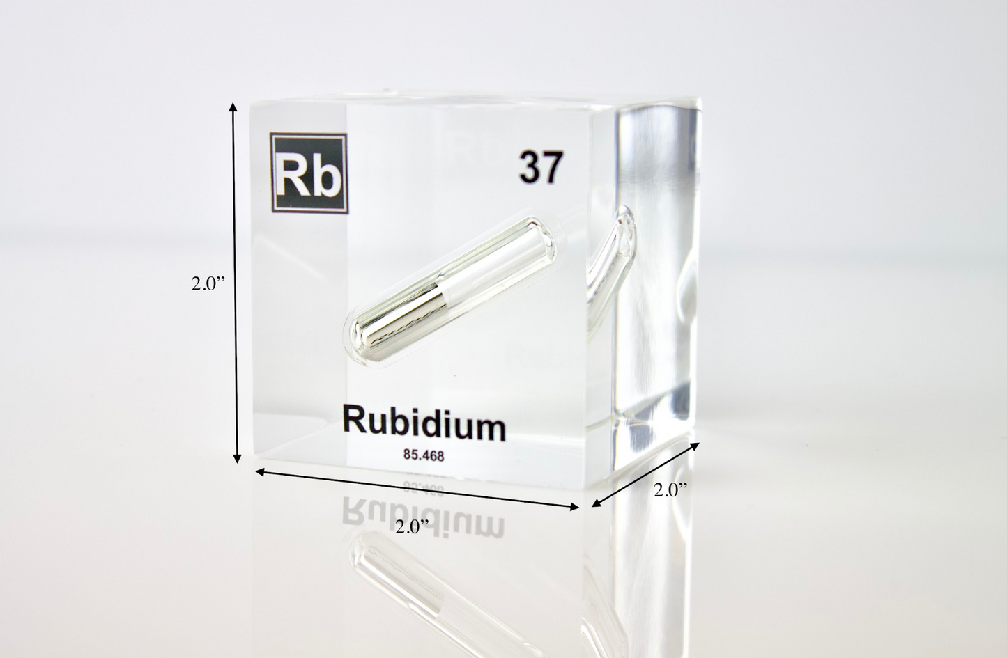 Rubidium Element Cube - 2" Acrylic Display - Atomic Number 37