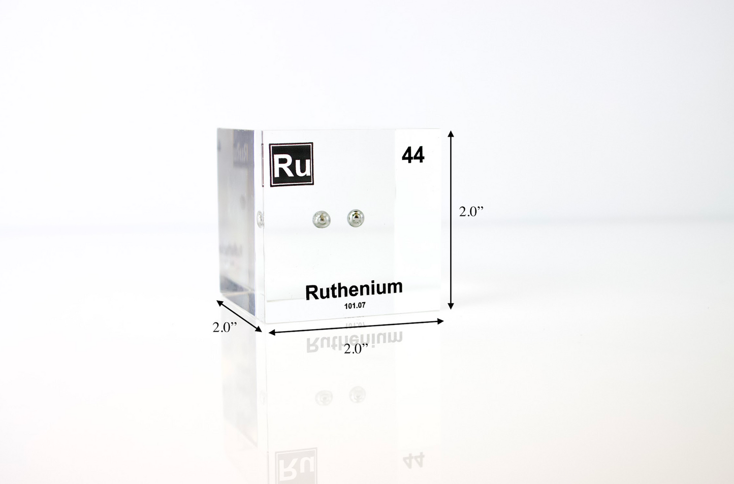Ruthenium Element Cube - 2" Acrylic Display - Atomic Number 44
