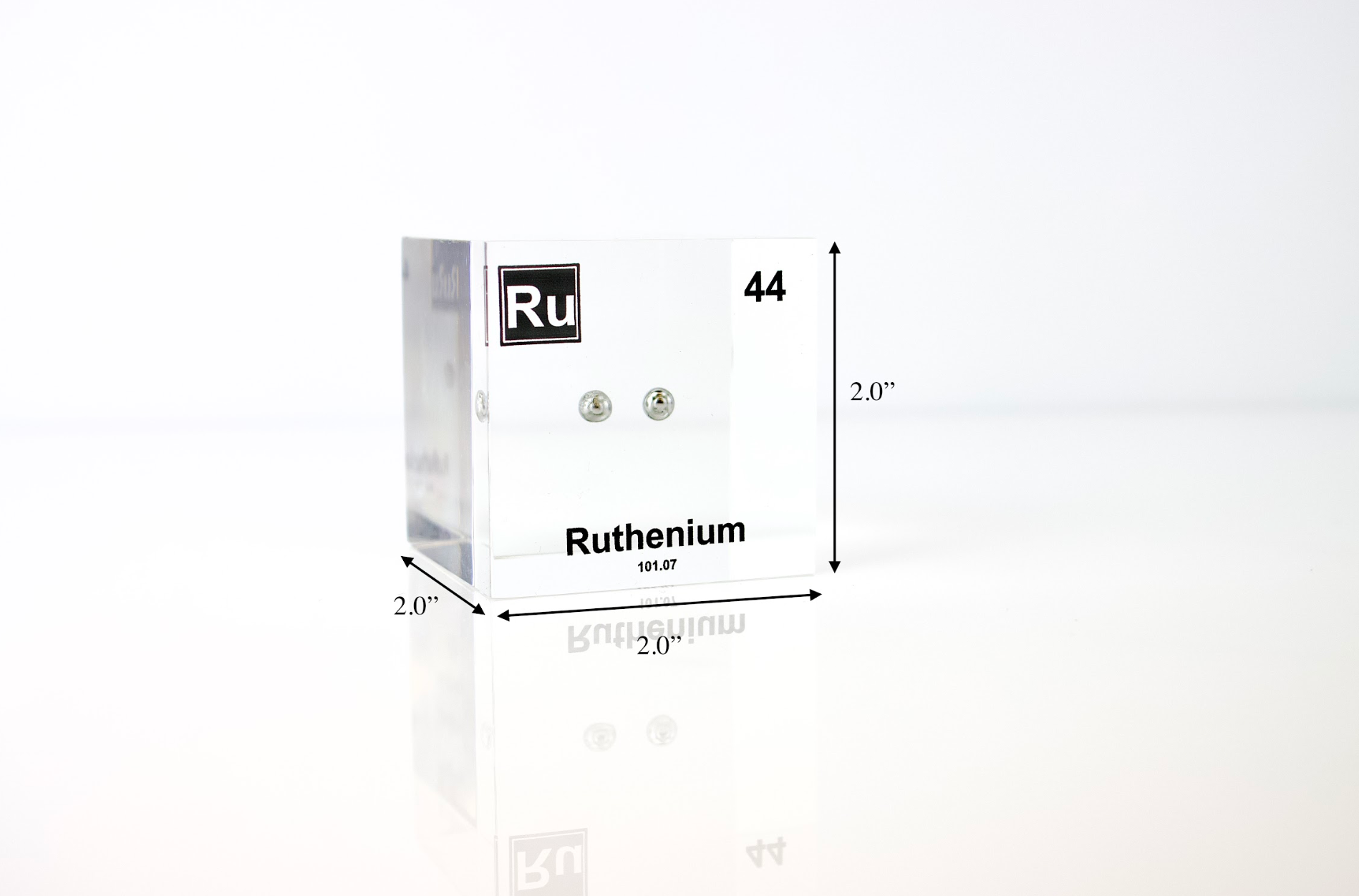 Ruthenium Element Cube - 2" Acrylic Display - Atomic Number 44