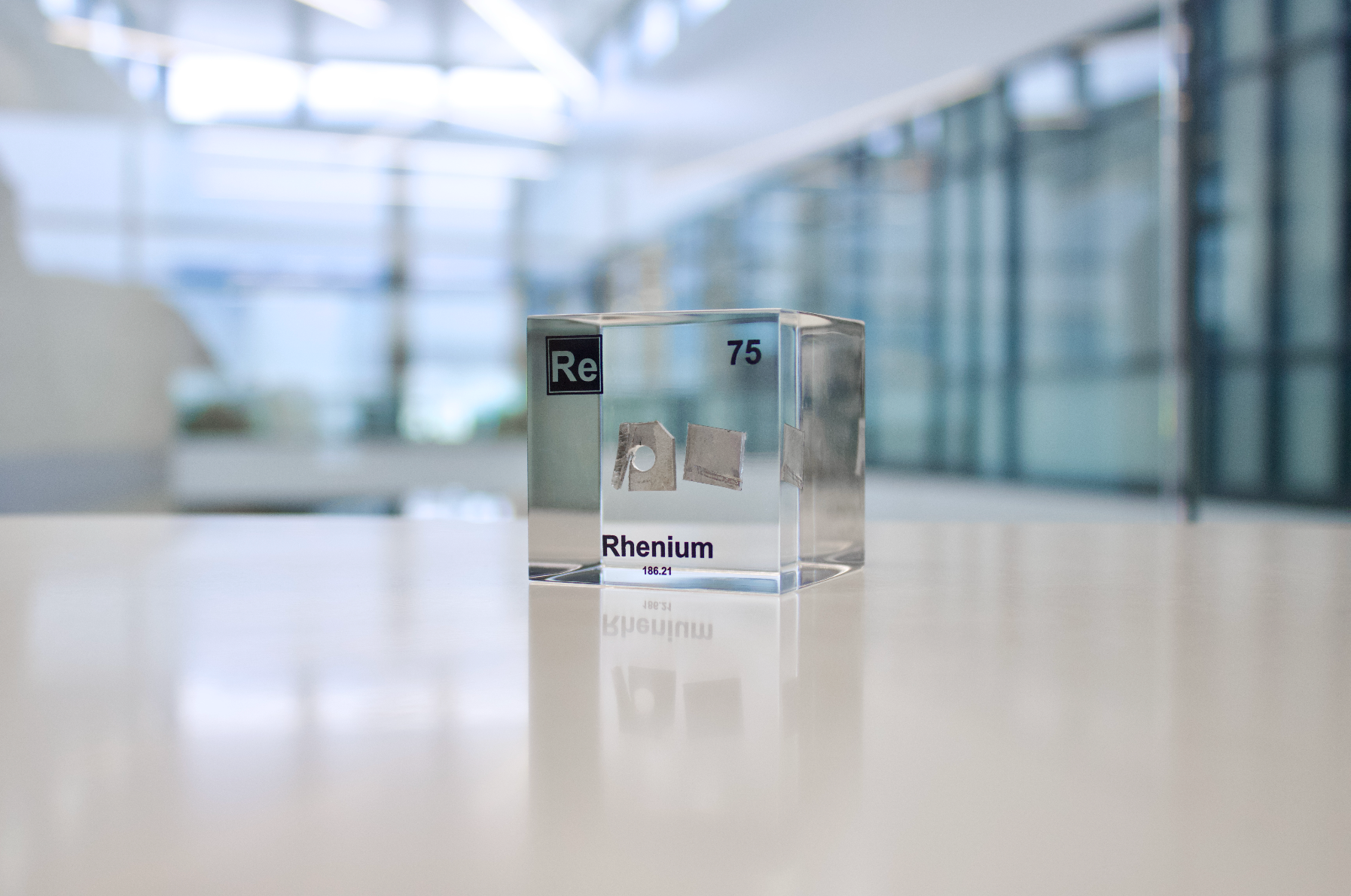 Rhenium Element Cube - 2" Acrylic Display - Atomic Number 75