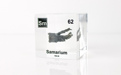 Samarium Element Cube - 2" Acrylic Display - Atomic Number 62