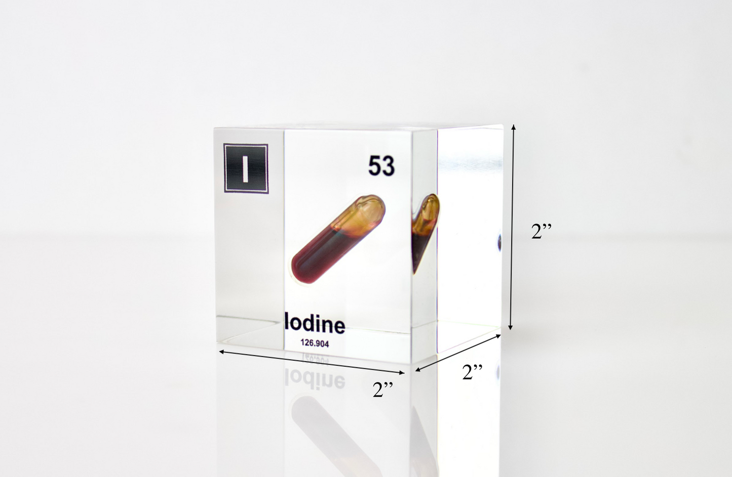 Iodine Element Cube - 2" Acrylic Display - Atomic Number 53