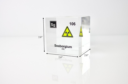 Seaborgium Element Cube - 2" Acrylic Display - Atomic Number 106