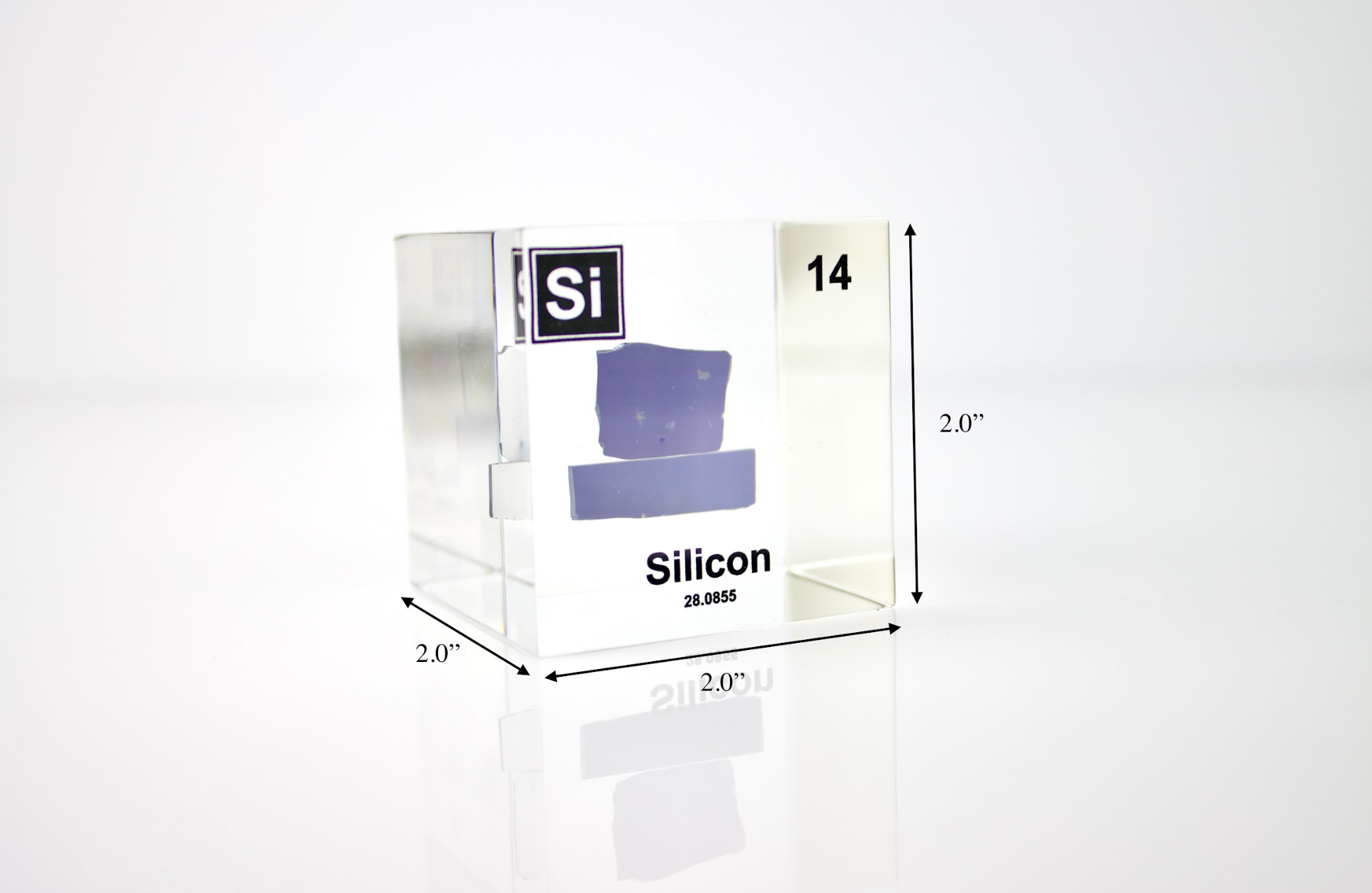 Silicon Element Cube - 2" Acrylic Display - Atomic Number 14