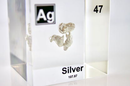 Silver Element Cube - 2" Acrylic Display - Atomic Number 47