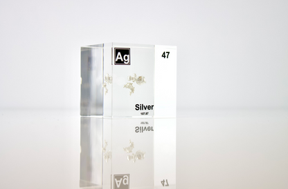 Silver Element Cube - 2" Acrylic Display - Atomic Number 47
