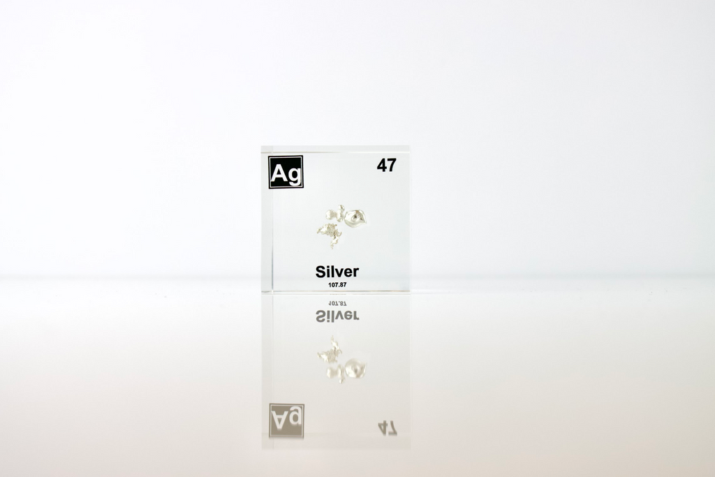 Silver Element Cube - 2" Acrylic Display - Atomic Number 47