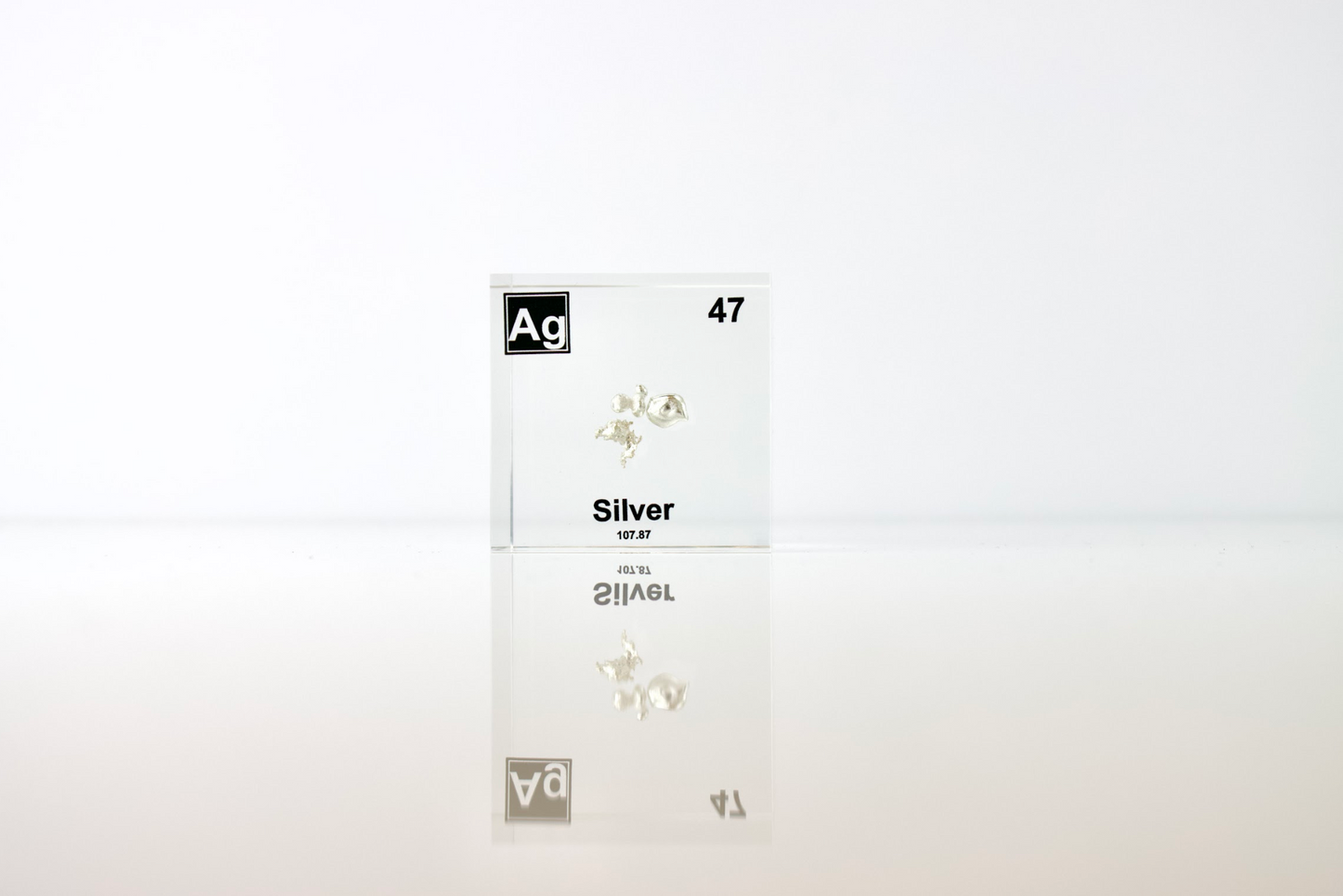 Silver Element Cube - 2" Acrylic Display - Atomic Number 47