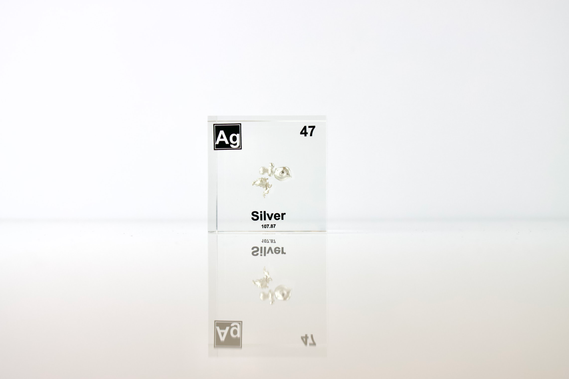 Silver Element Cube - 2" Acrylic Display - Atomic Number 47