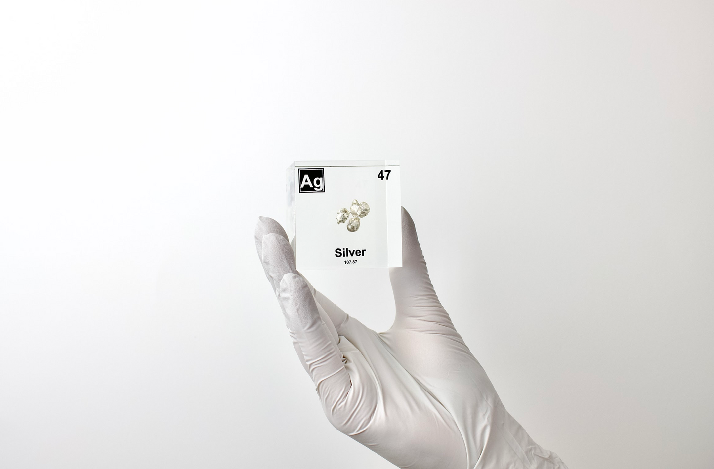 Silver Element Cube - 2" Acrylic Display - Atomic Number 47