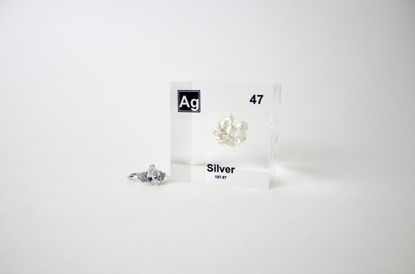 Silver Element Cube - 2" Acrylic Display - Atomic Number 47