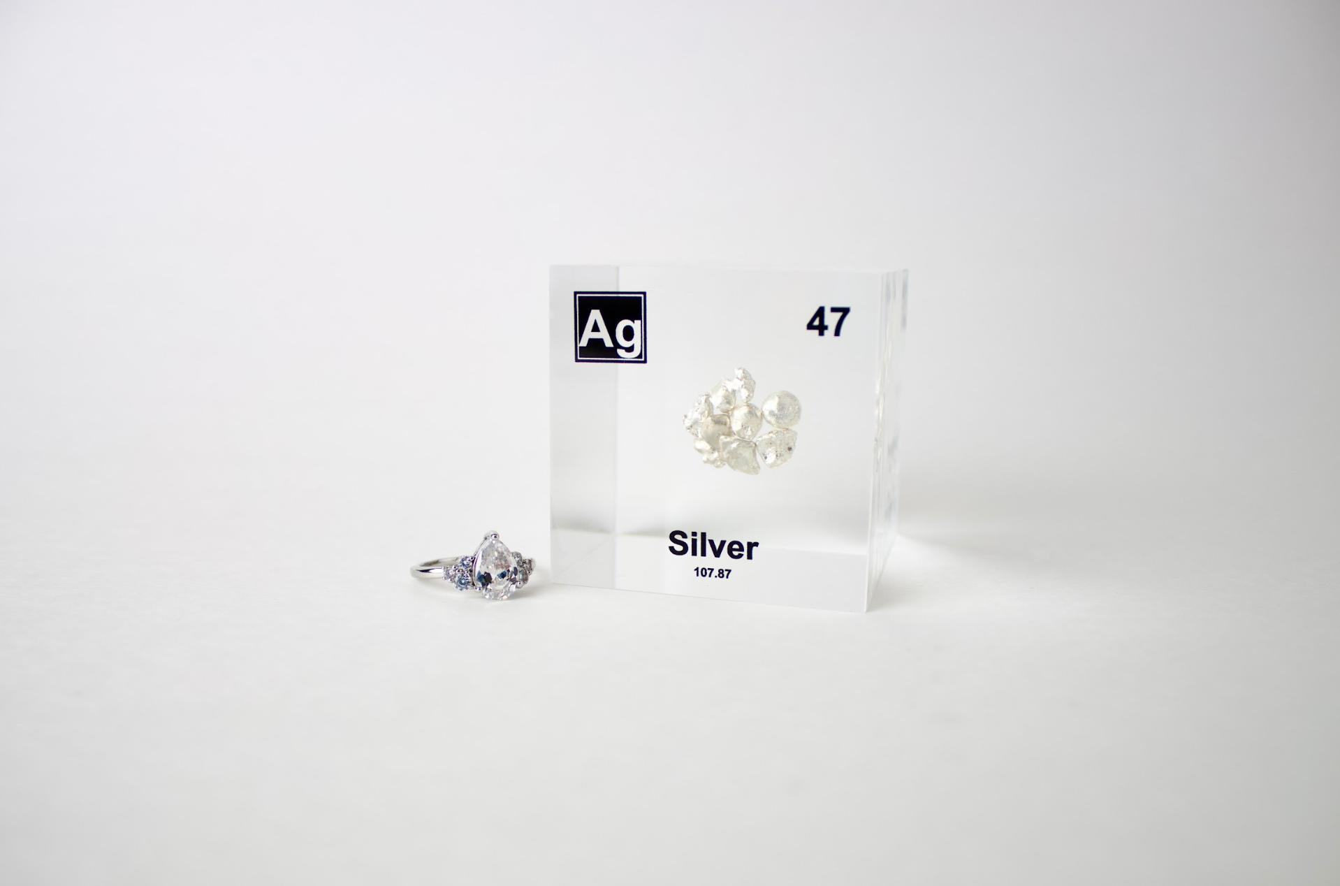 Silver Element Cube - 2" Acrylic Display - Atomic Number 47