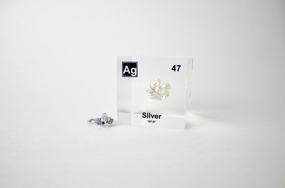 Silver Element Cube - 2" Acrylic Display - Atomic Number 47