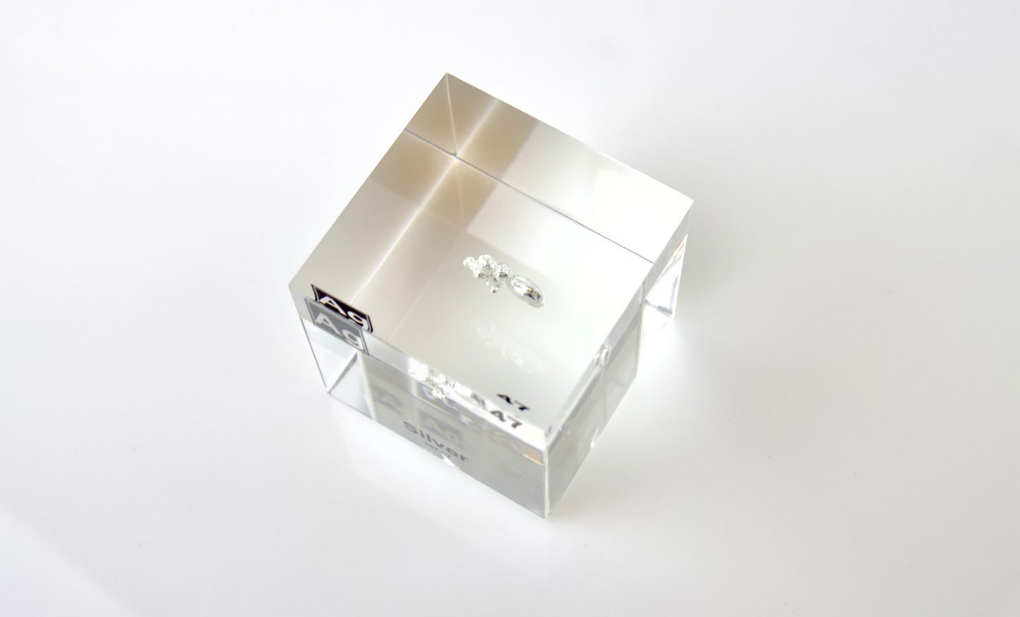 Silver Element Cube - 2" Acrylic Display - Atomic Number 47