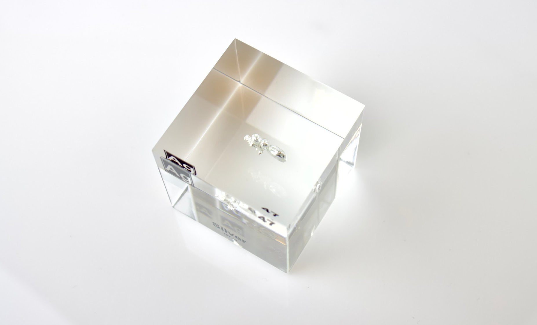 Silver Element Cube - 2" Acrylic Display - Atomic Number 47