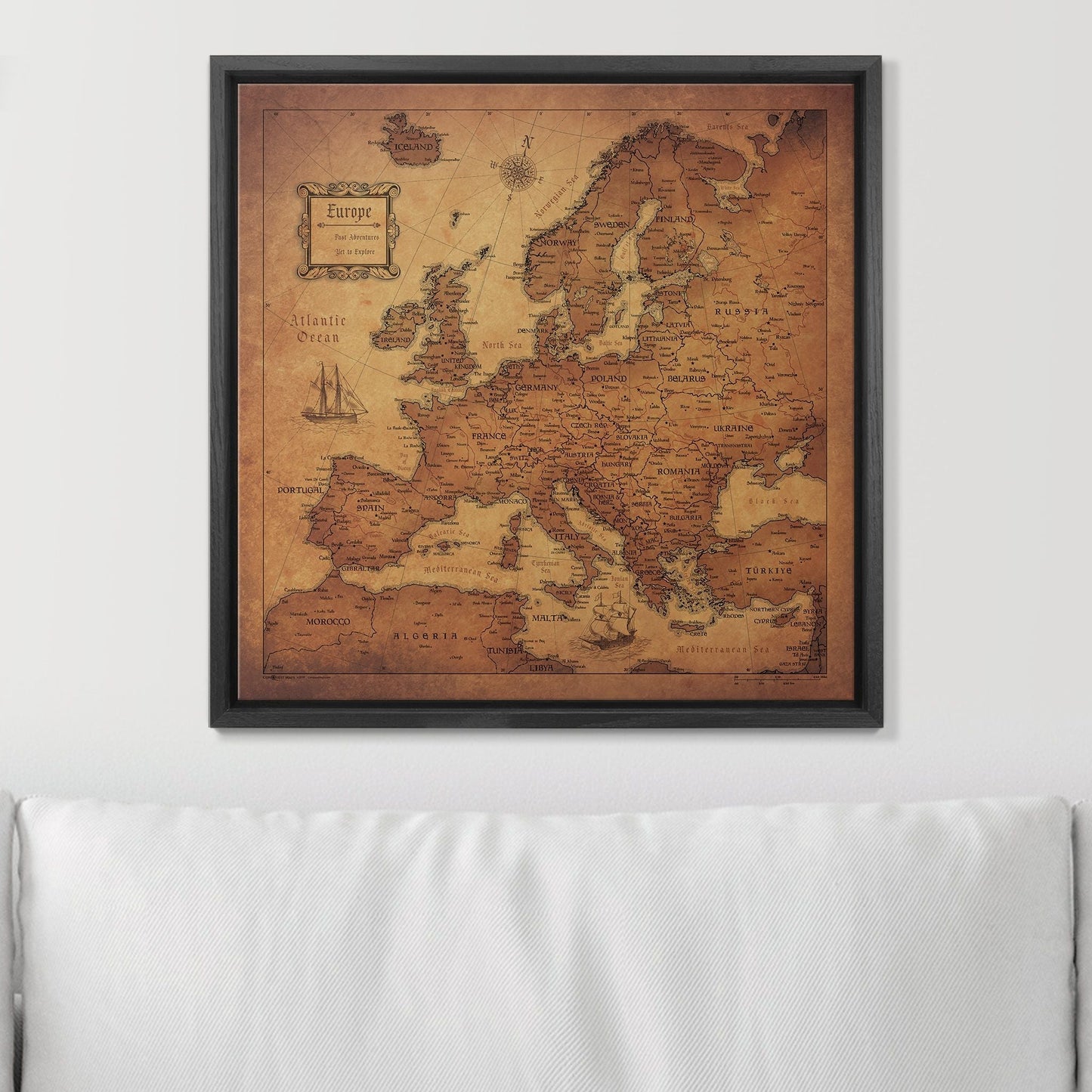 Push Pin Europe Map: Golden Aged (Pins Included)