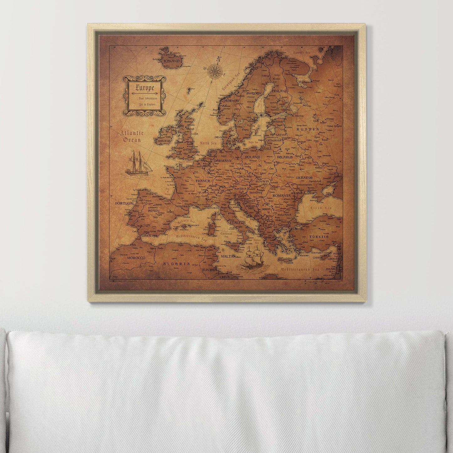 Push Pin Europe Map: Golden Aged (Pins Included)