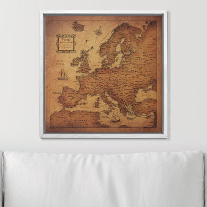 Push Pin Europe Map: Golden Aged (Pins Included)