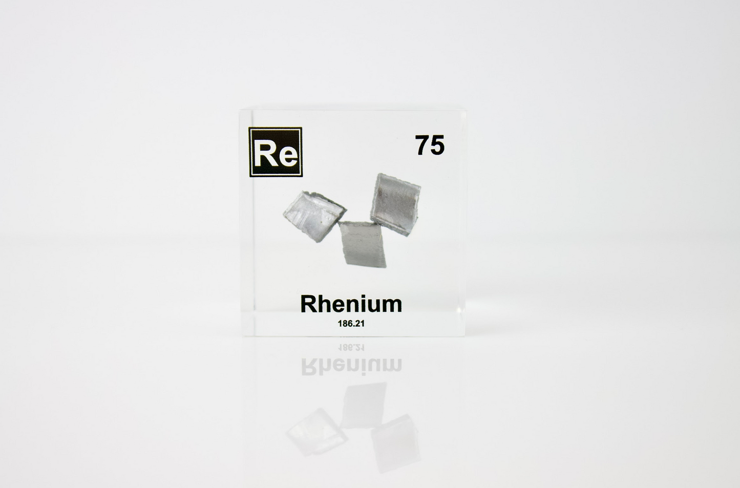 Rhenium Element Cube - 2" Acrylic Display - Atomic Number 75