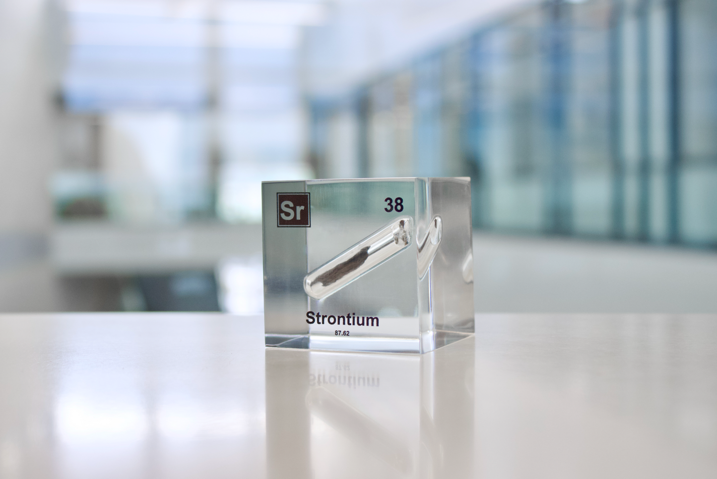 Strontium Element Cube - 2" Acrylic Display - Atomic Number 38
