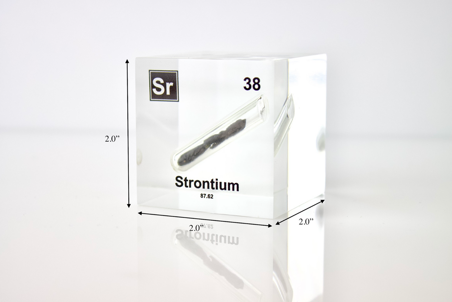 Strontium Element Cube - 2" Acrylic Display - Atomic Number 38
