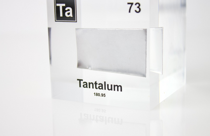 Tantalum Element Cube - 2" Acrylic Display - Atomic Number 73