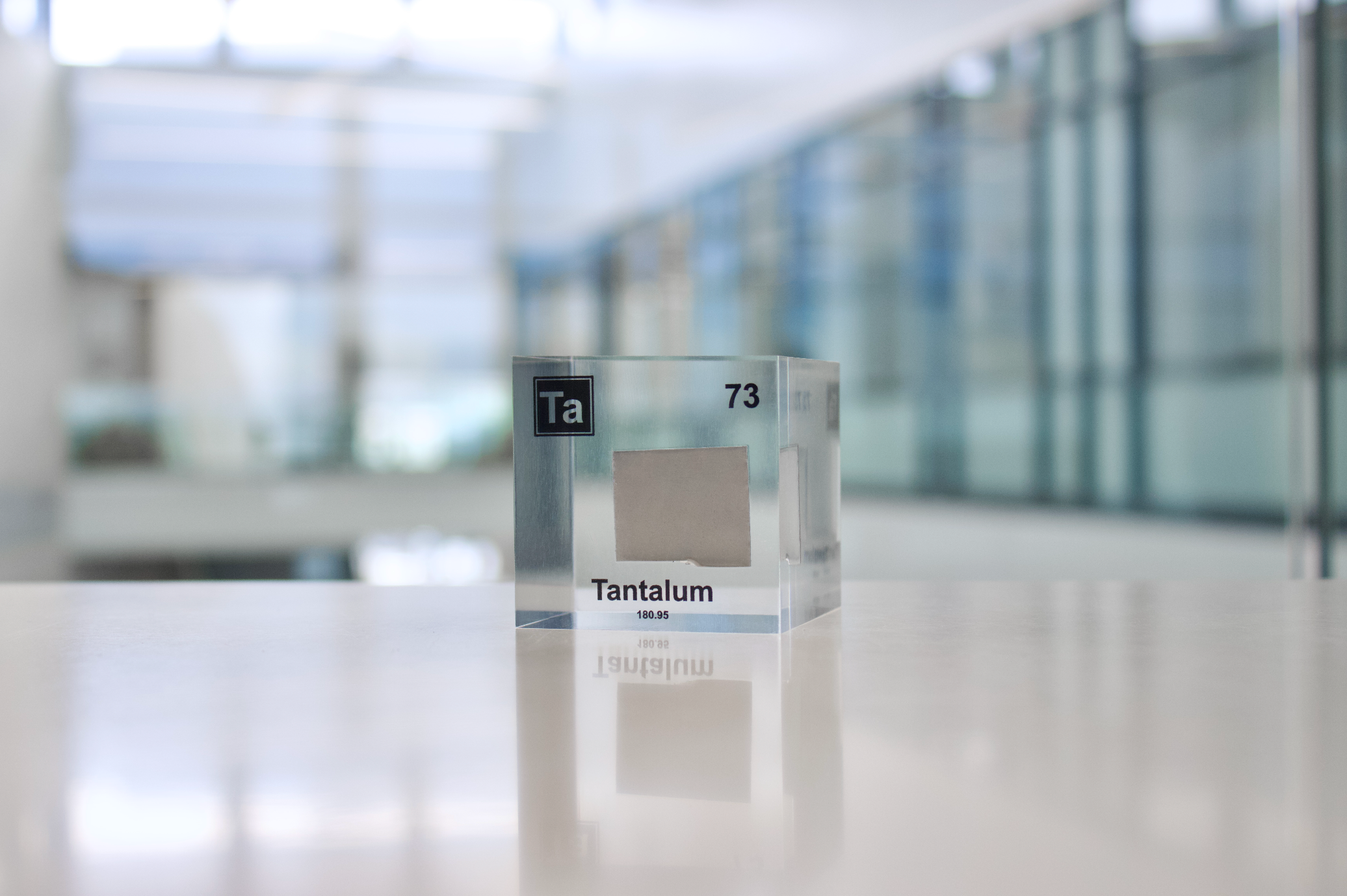 Tantalum Element Cube - 2" Acrylic Display - Atomic Number 73