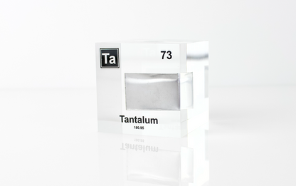 Tantalum Element Cube - 2" Acrylic Display - Atomic Number 73