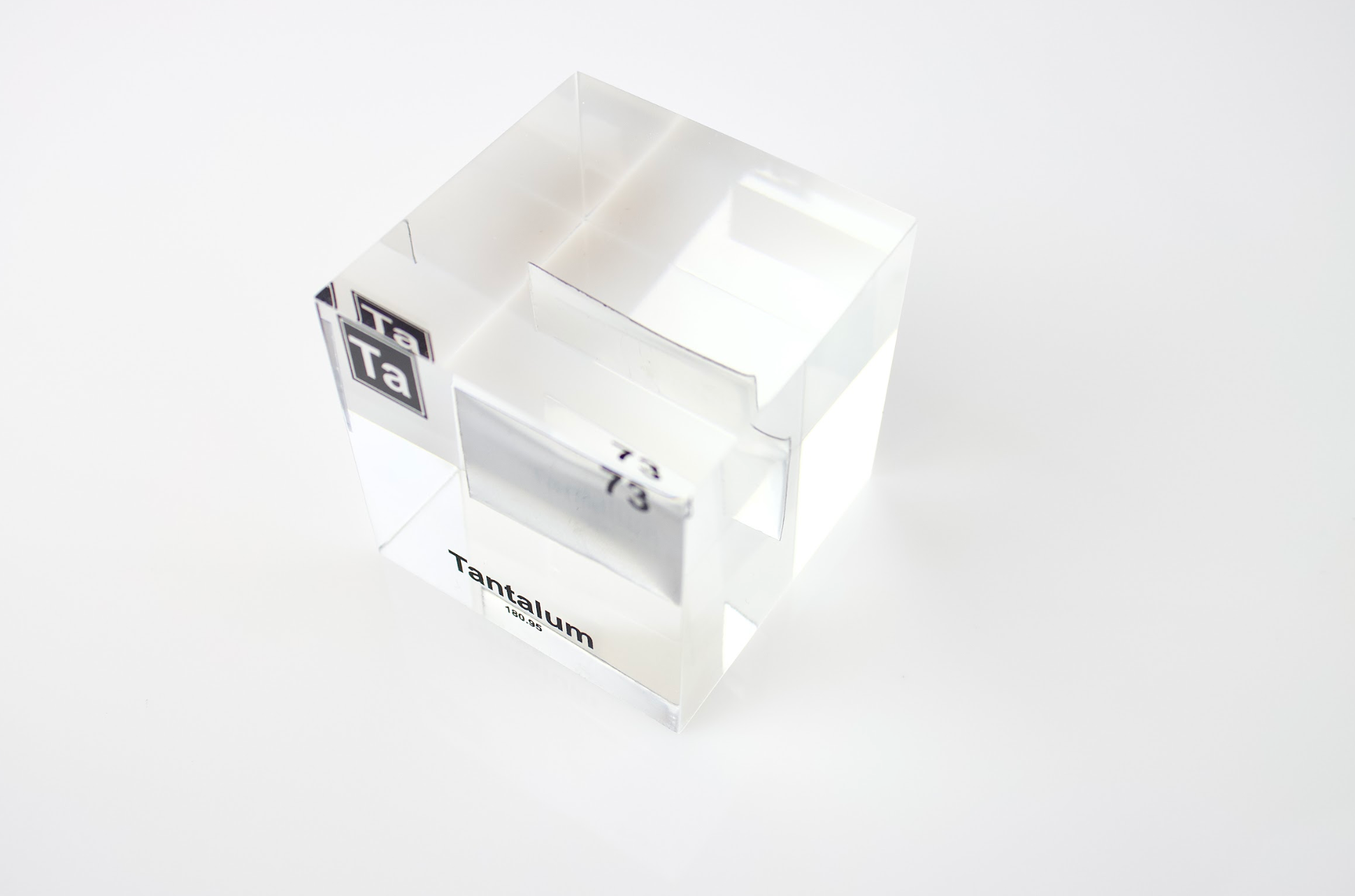 Tantalum Element Cube - 2" Acrylic Display - Atomic Number 73