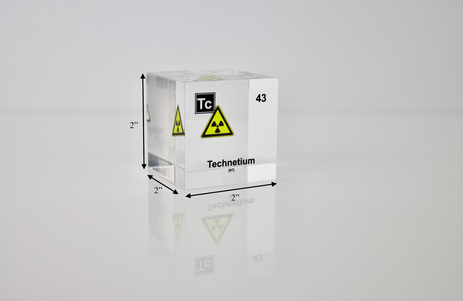 Technetium Element Cube - 2" Acrylic Display - Atomic Number 43