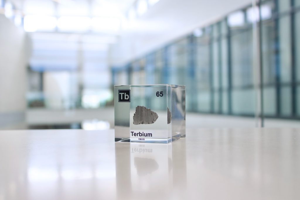 Terbium Element Cube - 2" Acrylic Display - Atomic Number 65