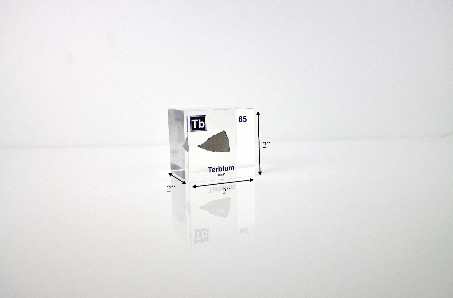 Terbium Element Cube - 2" Acrylic Display - Atomic Number 65