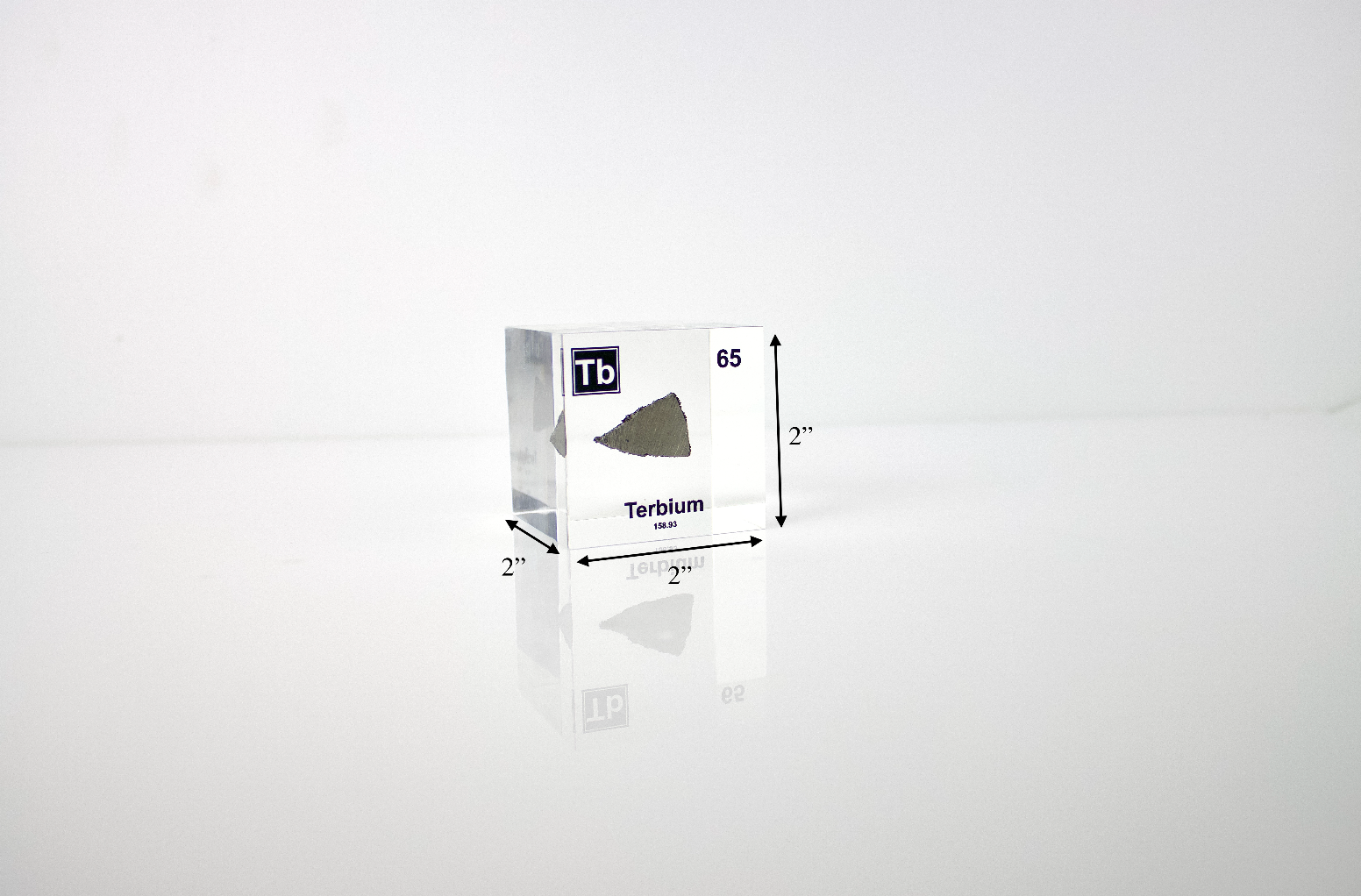Terbium Element Cube - 2" Acrylic Display - Atomic Number 65