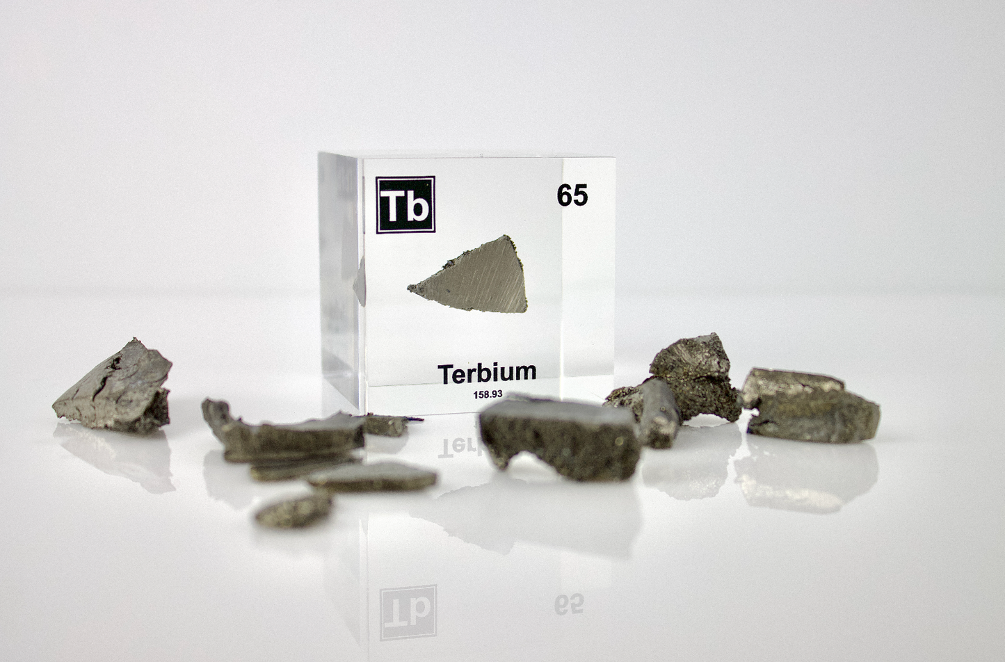 Terbium Element Cube - 2" Acrylic Display - Atomic Number 65