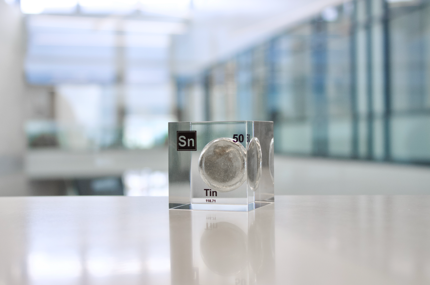 Tin Element Cube - 2" Acrylic Display - Atomic Number 50