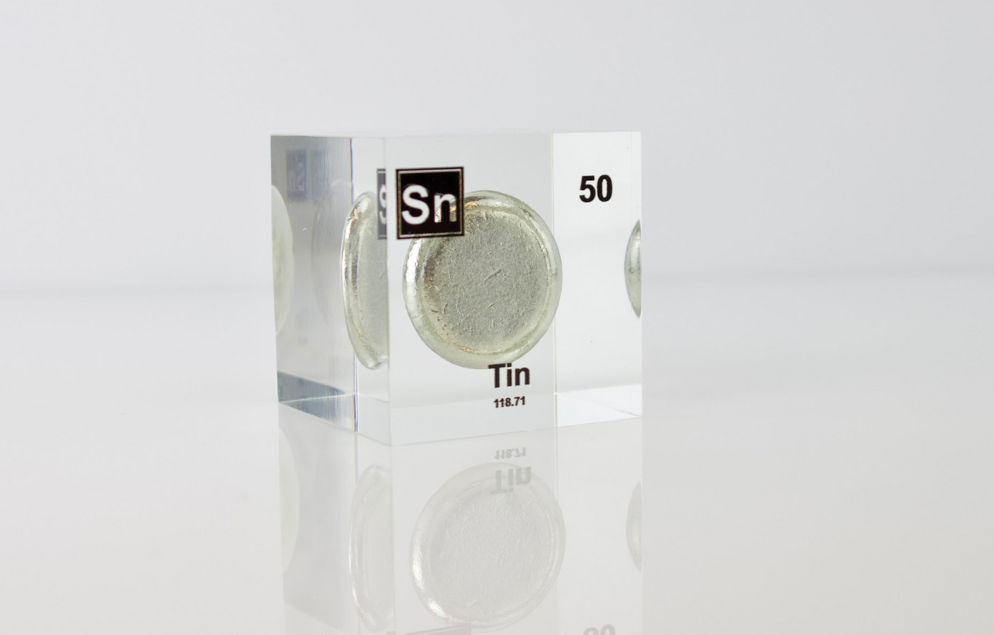 Tin Element Cube - 2" Acrylic Display - Atomic Number 50