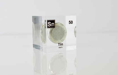 Tin Element Cube - 2" Acrylic Display - Atomic Number 50