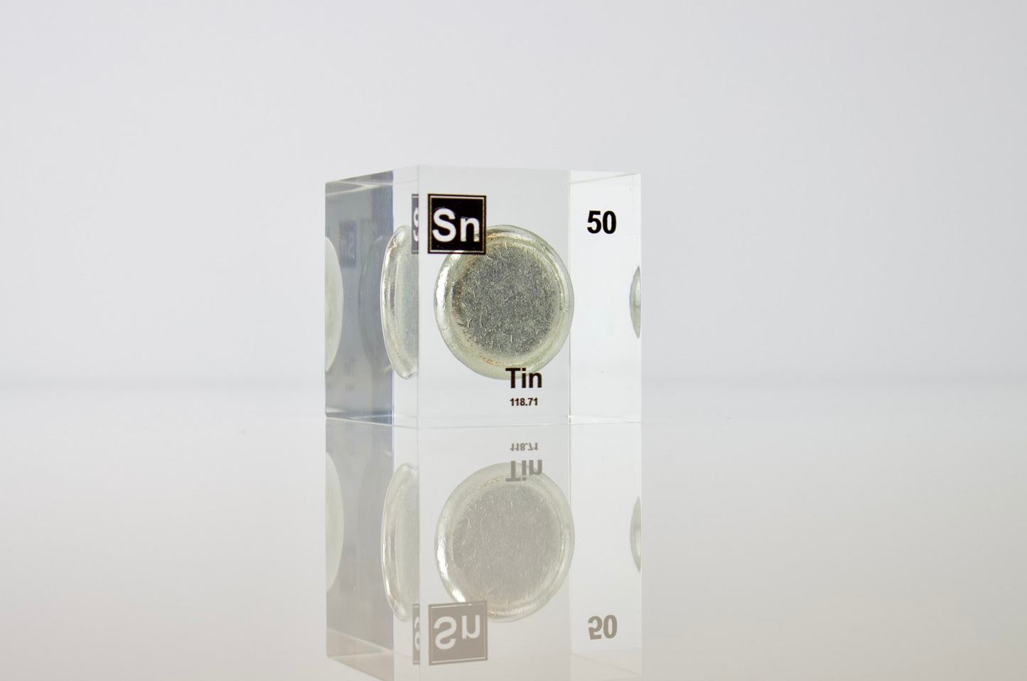 Tin Element Cube - 2" Acrylic Display - Atomic Number 50