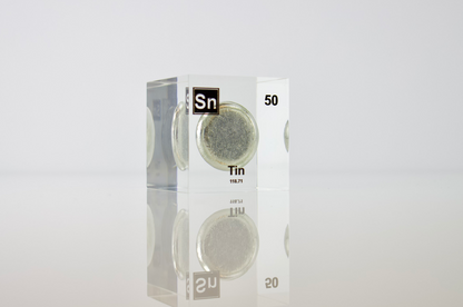 Tin Element Cube - 2" Acrylic Display - Atomic Number 50