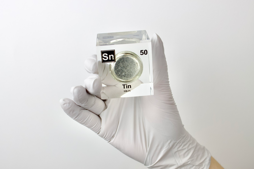 Tin Element Cube - 2" Acrylic Display - Atomic Number 50