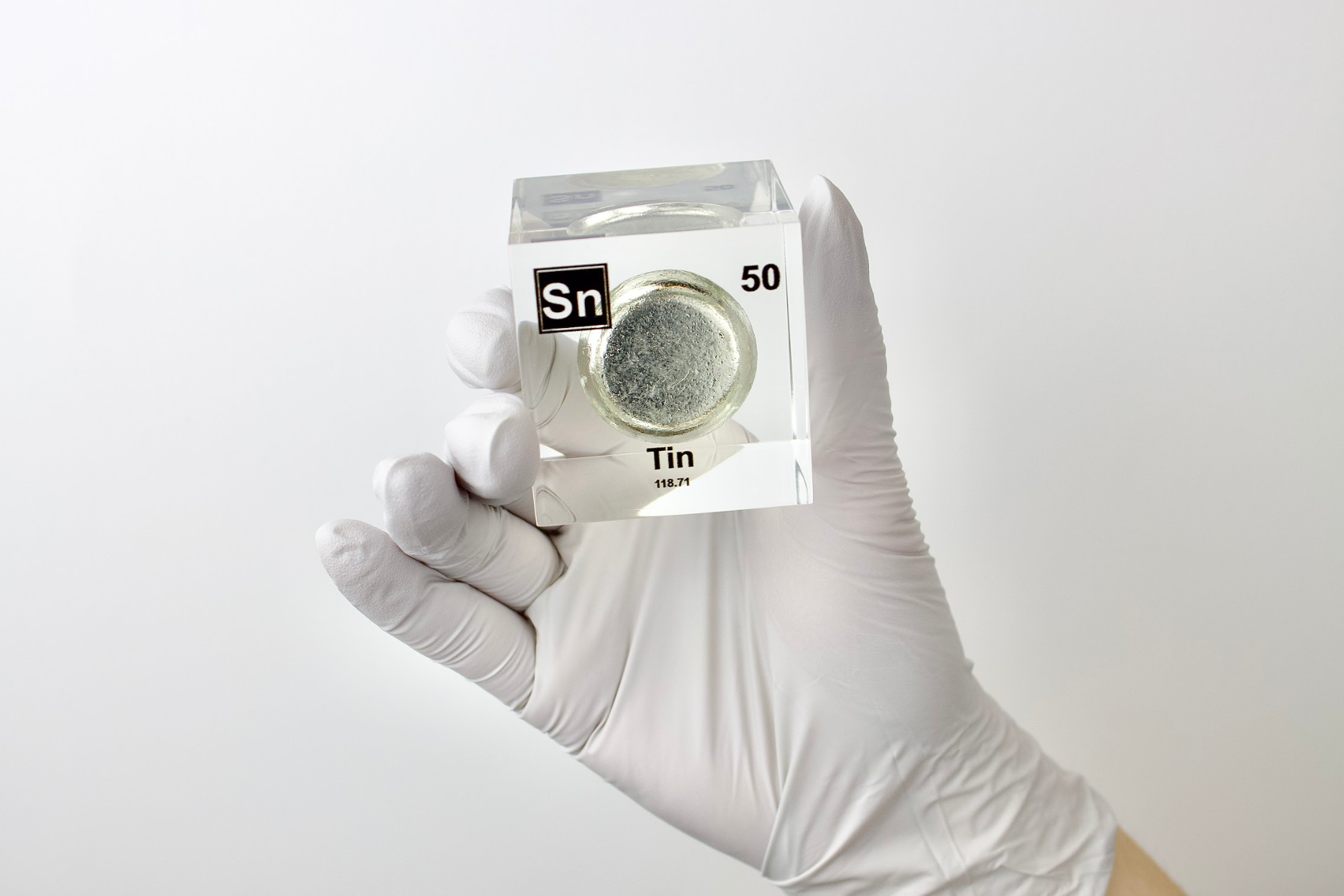 Tin Element Cube - 2" Acrylic Display - Atomic Number 50