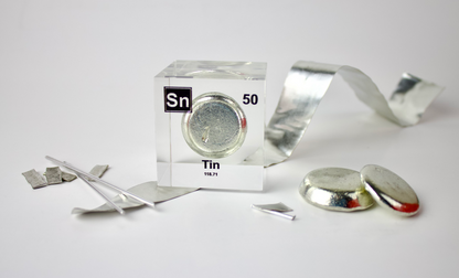 Tin Element Cube - 2" Acrylic Display - Atomic Number 50