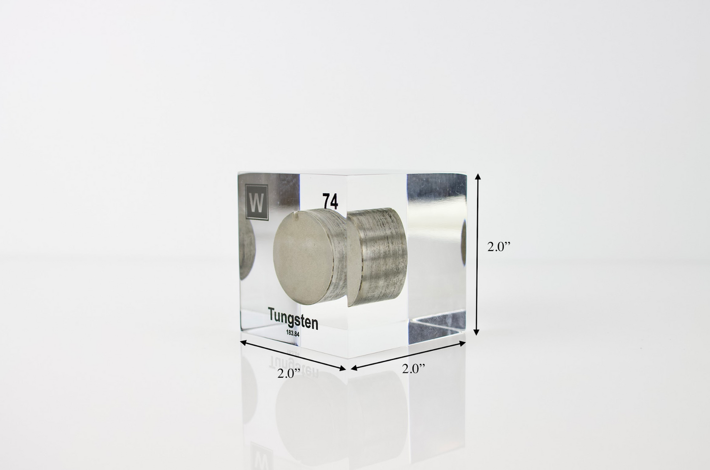 Tungsten Element Cube - 2" Acrylic Display - Atomic Number 74
