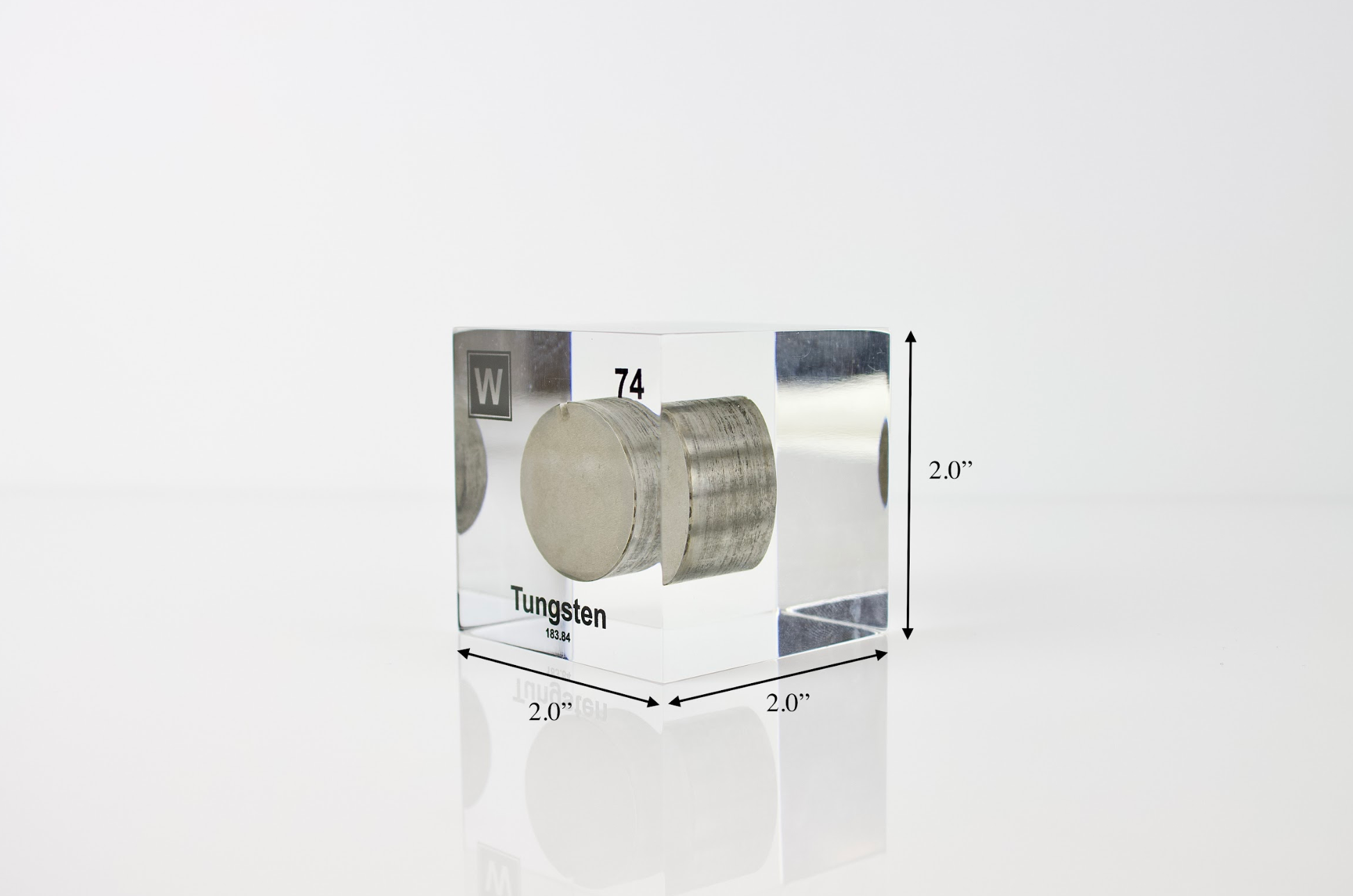 Tungsten Element Cube - 2" Acrylic Display - Atomic Number 74