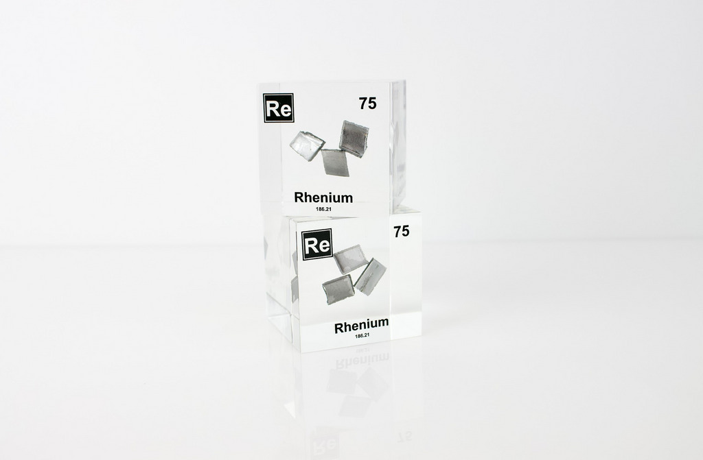 Rhenium Element Cube - 2" Acrylic Display - Atomic Number 75