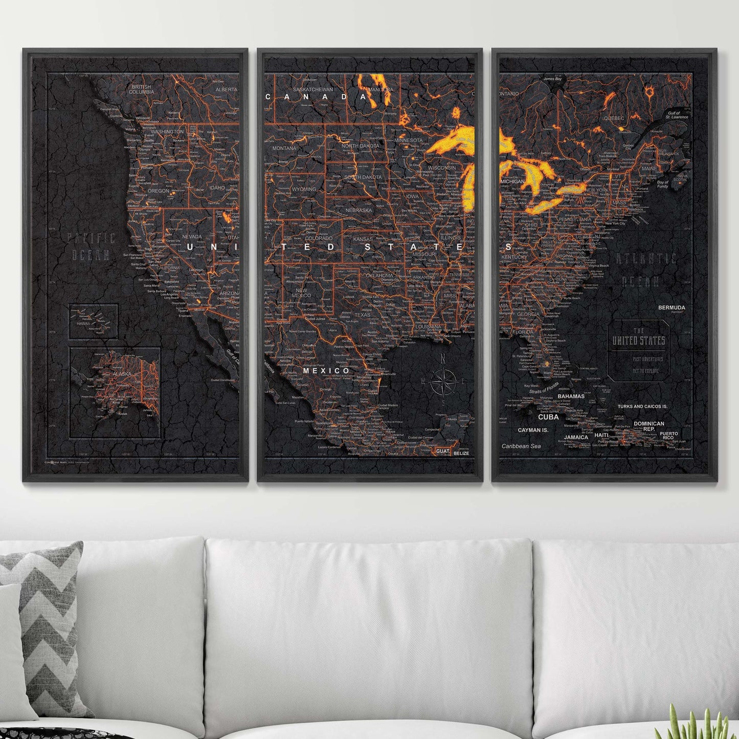 Push Pin USA Map: Obsidian Inferno (Pins Included)